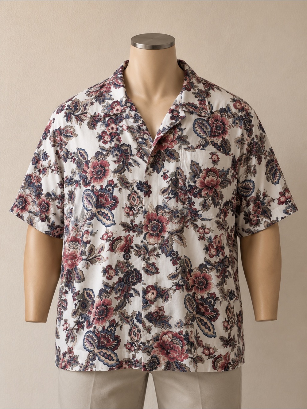 Saints Studio Men’s 2X Floral Button Up Shirt Short Sleeve Tapestry Print Boho